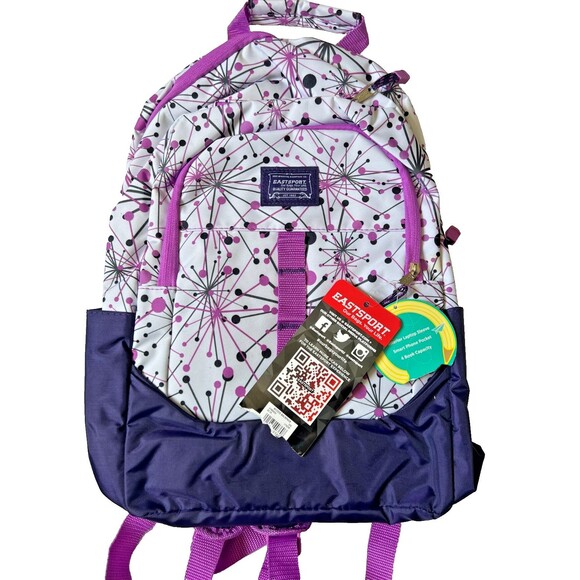 NWT Eastsport Book Backpack Laptop Sleeve Water Bottle Pocket Padded Straps NEW - Picture 3 of 10